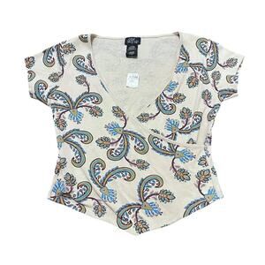 Y2K Deadstock Paisley Faux Wrap Baby Tee